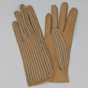 Vintage Regent Leather & Crochet Gloves
